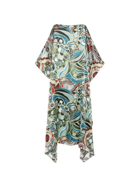 Dolci Follie mixed pattern maxi kaftan Green ZANZIBARMIXEDPATTERNSILKKAFTAN