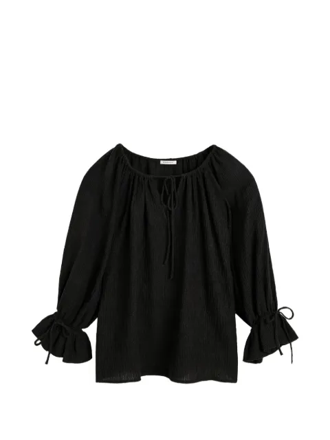 By Malene Birger Rose Weave ruffled tie-fastening blouse Black 103864