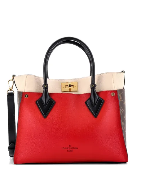 Louis Vuitton Pre-Owned On My Side Leather with Monogram Canvas MM tote bag Brown EC4TFTH56W07DP1M