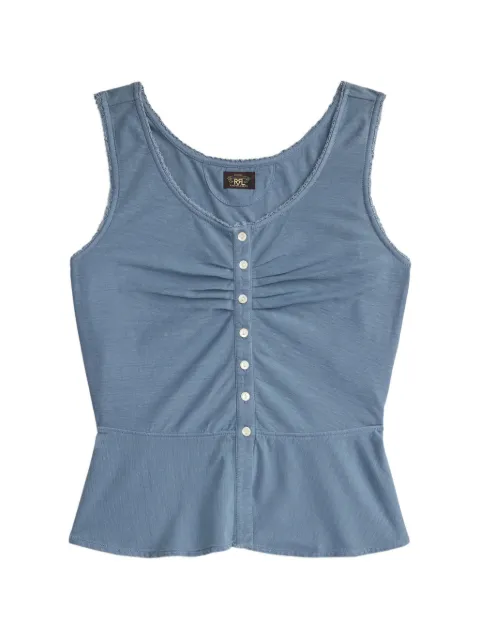 Ralph Lauren RRL button ruched top Blue 282P16980