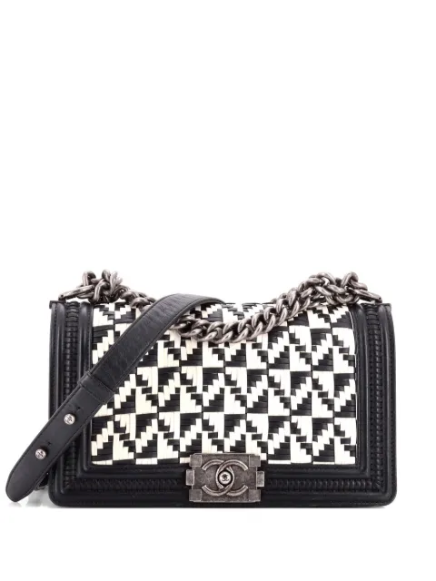 CHANEL Pre-Owned Boy Flap Bag Woven Calfskin Old Medium shoulder bag Black UE7AD0MNMONW5K2X