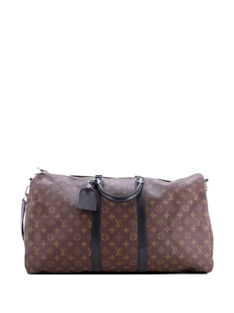 Louis Vuitton Pre-Owned Keepall Bandouliere Bag Macassar Monogram Canvas 55 travel bag Brown OQ923UXDBZMP484R
