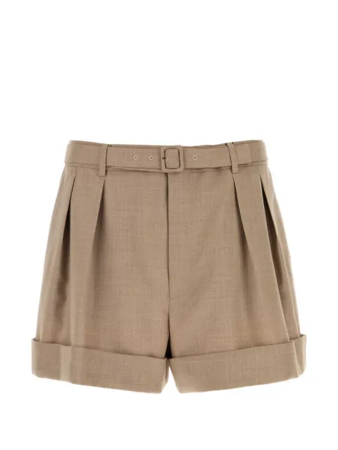 Saint Laurent belted wool bermuda shorts Neutrals 854459Y2J02