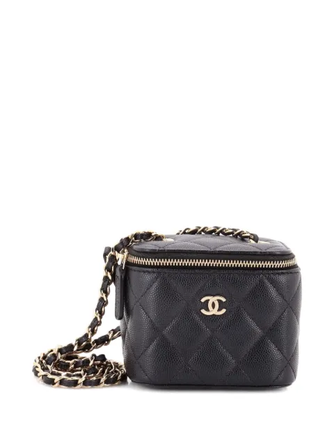 CHANEL Pre-Owned Classic Vanity Case with Chain Quilted Caviar Mini pouch Black 67PMWP9A56YNFLHO
