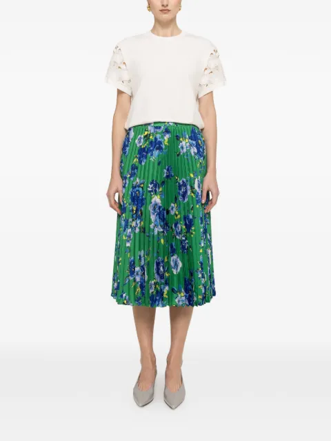 NISSA printed pleated midi skirt Green F16630PRINT
