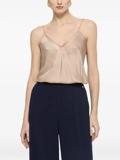 NISSA tulle-insert top Neutrals TOP16477