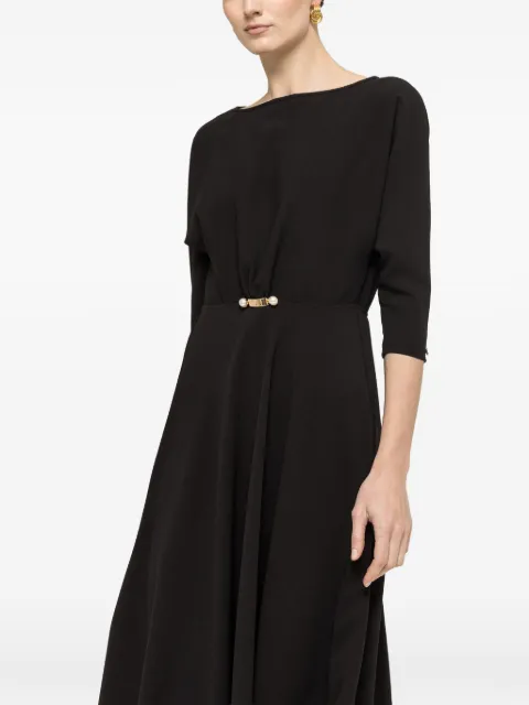 NISSA pearl-detail crepe midi dress Black RC16613