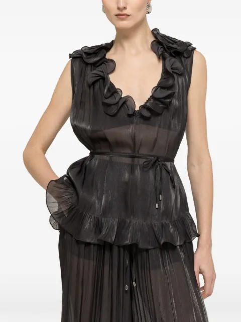 NISSA ruffled chiffon top Black TOP16483BLACK