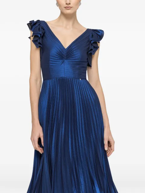 NISSA ruffled pleated midi dress Blue RS14143AA
