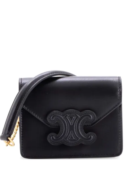 Celine Pre-Owned Card Holder on Chain Leather crossbody bag Black 3DLBLFR0GMP3L9B1