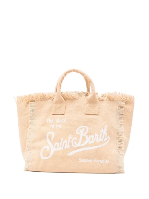 MC2 Saint Barth Colette frayed logo-print tote bag Neutrals COL000100102L11