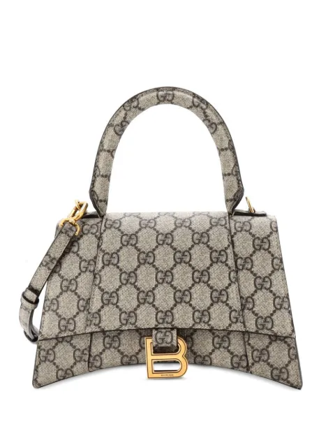 Gucci Pre-Owned x Balenciaga The Hacker Project Hourglass Top Handle Bag GG Coated Canvas Small shoulder bag Brown 5007WV2QQGM93HEY