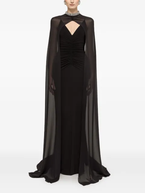 NISSA detachable-cape maxi dress Black RS16576