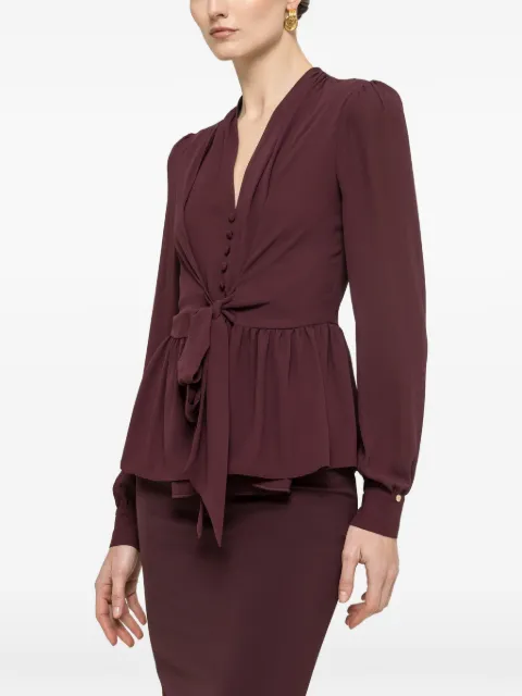 NISSA ruffled tie detail top Purple TOP16410