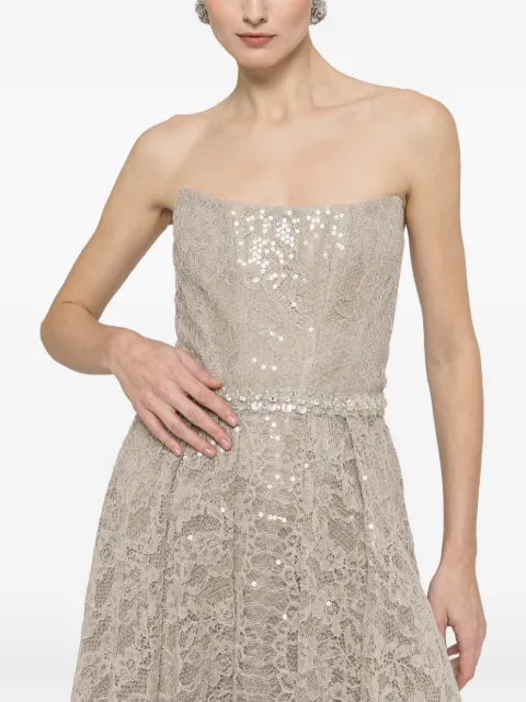 NISSA sequin-embellished lace midi dress Neutrals RS16505GREY