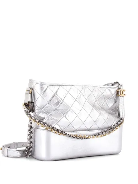 CHANEL Pre-Owned Gabrielle Quilted Aged Calfskin Medium hobo bag Silver 0PNDDJS6T5RUT96M