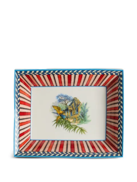 Lisa Corti Jungle Parrot porcelain charger tray Neutrals 0VIDEPOCHEPCLJGP401915