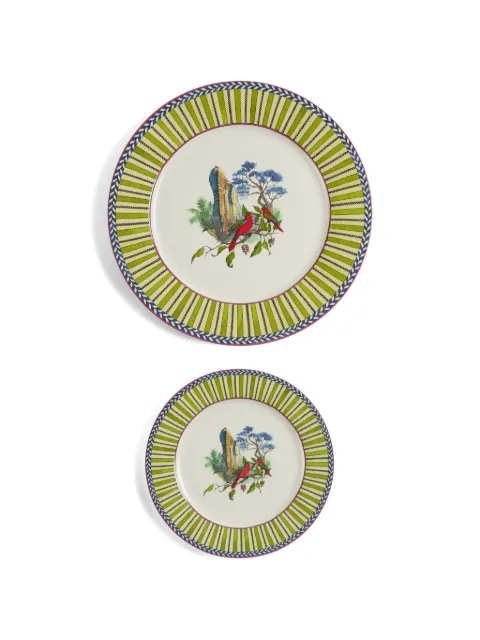 Lisa Corti Jungle Parrot porcelain plate (set of two) Green 0SETPLATEPCL2JGP80U