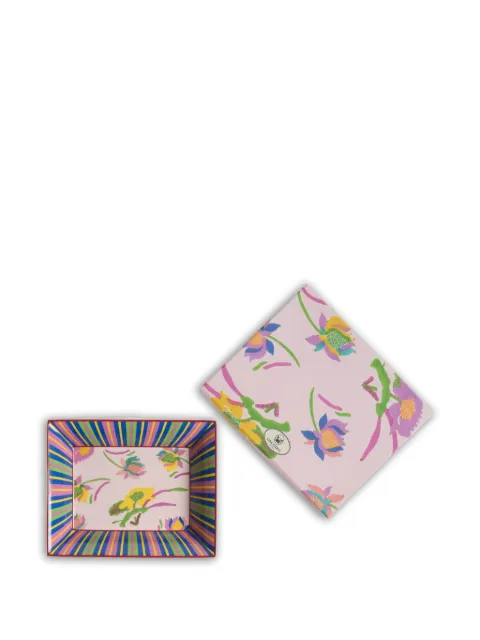 Lisa Corti striped floral porcelain tray (19cm x 15cm) Pink 0VIDEPOCHEPCLJA501915