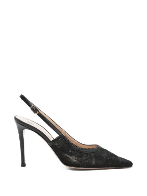 Roberto Festa floral-lace slingback pumps Black ZEUSORLEANSNERO