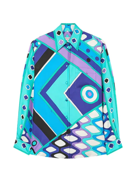 PUCCI Vivara print silk shirt Blue 6HRJ106H853