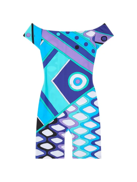 PUCCI Vivara Iride-print off-shoulder playsuit Blue 6HJG026H845