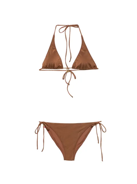 MC2 Saint Barth Viana logo-charm halterneck bikini Brown VIA0001