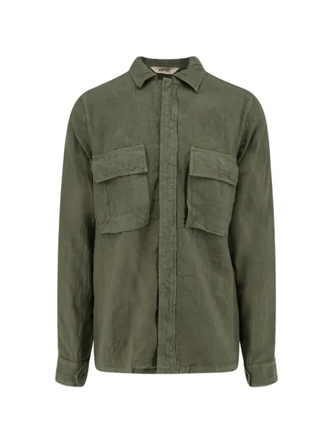 ASPESI slub-texture chest-pocket shirt Green CE28D06485393