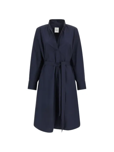 Nude open collar belted shirt dress Blue 1103E2639007