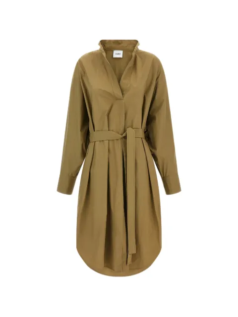 Nude belted V-neck mini dress Brown 1103E26390513