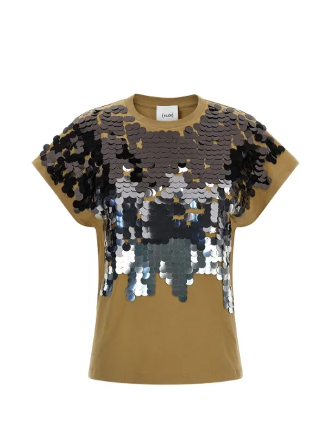 Nude embellishment crew neck T-shirt Brown 1103E26457513