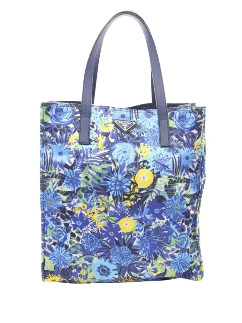 Prada Pre-Owned 2013-2026 Tessuto Stampato Flower tote bag Blue B5AA243LO89XGH2O