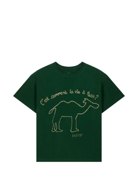 Baziszt Kamy camel-print T-shirt Green BZSS26TT07012