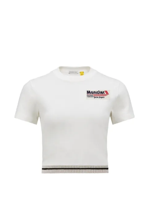 Moncler X Palm Angels logo-patch cropped T-shirt White J209L8C0000289AKK