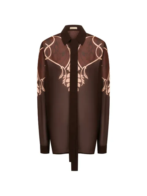 Elie Saab printed chiffon shirt Brown SH130PF25VI006