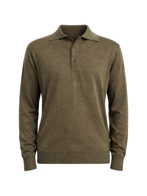 Another Aspect long-sleeve polo shirt Green APS20VG