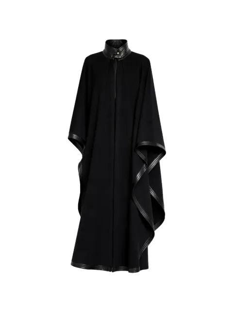 Elie Saab leather-trim cape Black J0163NF25WOL01
