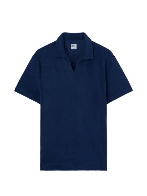 Fedeli V-neck knitted T-shirt Blue TUD00332