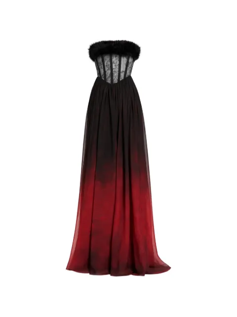 Elie Saab lace gradient chiffon maxi dress Black D0873PF25SIL02