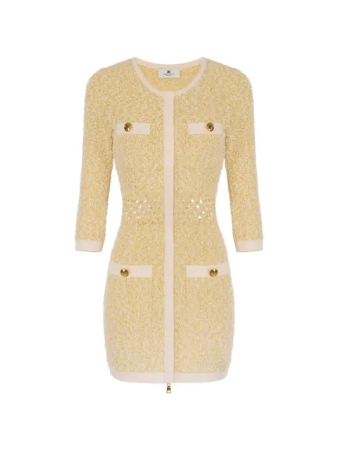 Elisabetta Franchi mini dress in bouclé knit fabric Yellow AM40R62E2