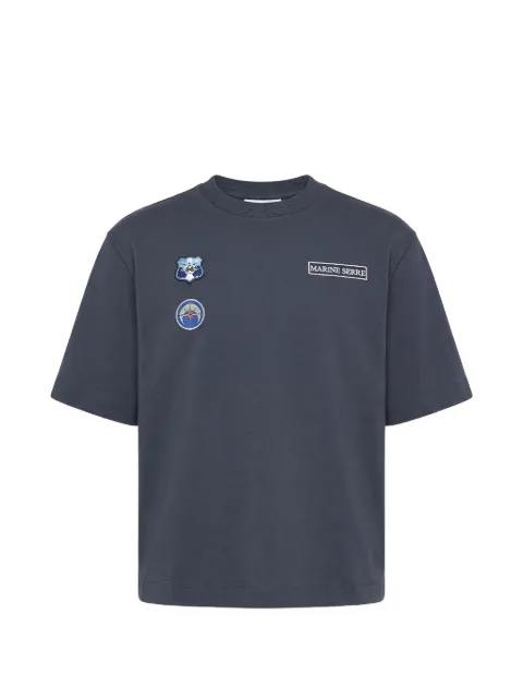 Marine Serre scout patches crew-neck T-shirt Blue UTT001ACJER0117BL81