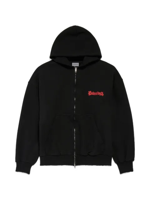 Balenciaga logo-print hoodie Black 803264TUVD9