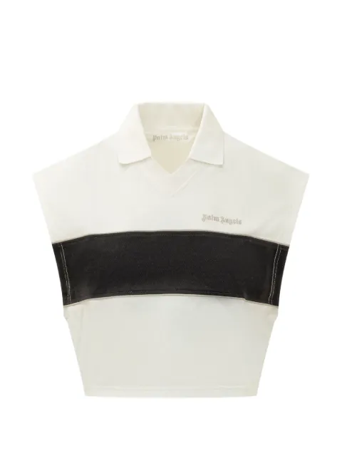 Palm Angels logo-embroidered boxy top Neutrals PWGB017S26FAB0010310