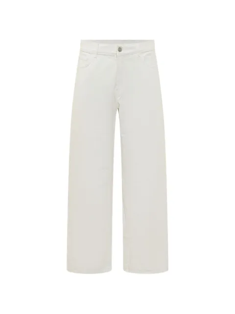 Palm Angels logo-embroidered jeans White PMYA049S26DEN007