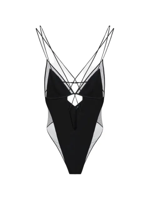 Elisabetta Franchi tulle insert bodysuit Black BO03663E2