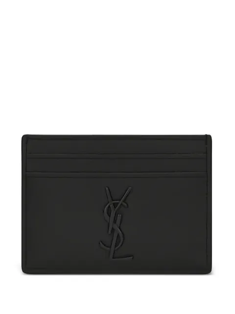 Saint Laurent logo-plaque leather cardholder Black 485631BTY0U