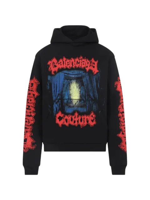 Balenciaga graphic-print hoodie Black 851238TUVD9