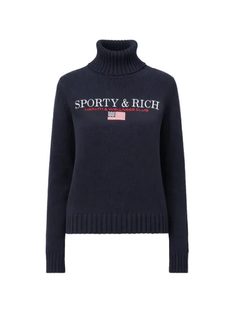 Sporty & Rich S&R Nautical knitted turtle-neck sweater Blue WS07263178BL106