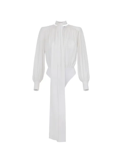 Elisabetta Franchi bodysuit in silk georgette fabric with sash White CB00663E2