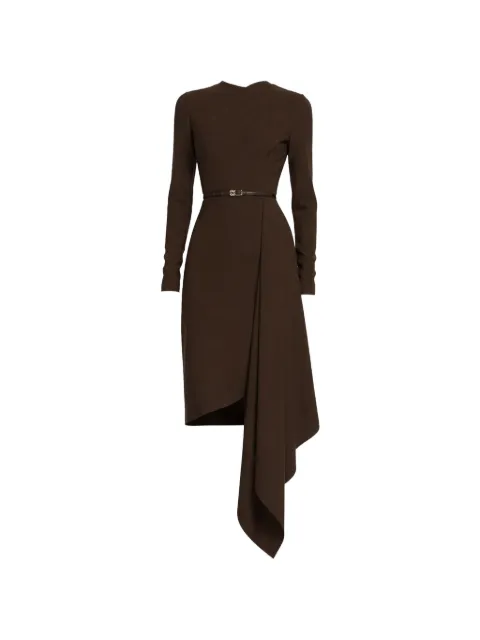 Elie Saab belted draped midi dress Brown D0960NF25CD023